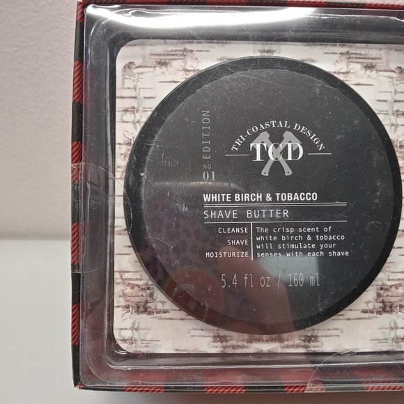 MENS WHITE BIRCH SCENTED TOBACCO DELUXE SHAVING KIT 5.4OZ SHAVE BUTTER AND BRUSH - Picture 4 of 6